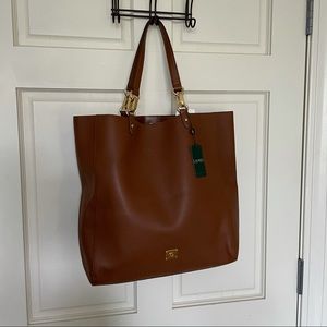Ralph Lauren Camel Brown Leather Tote NWT